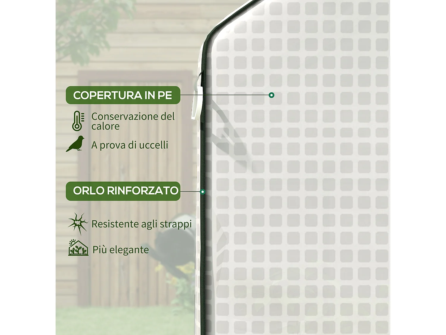 Copertura di ricambio per serra con porta e finestre in pe bianco