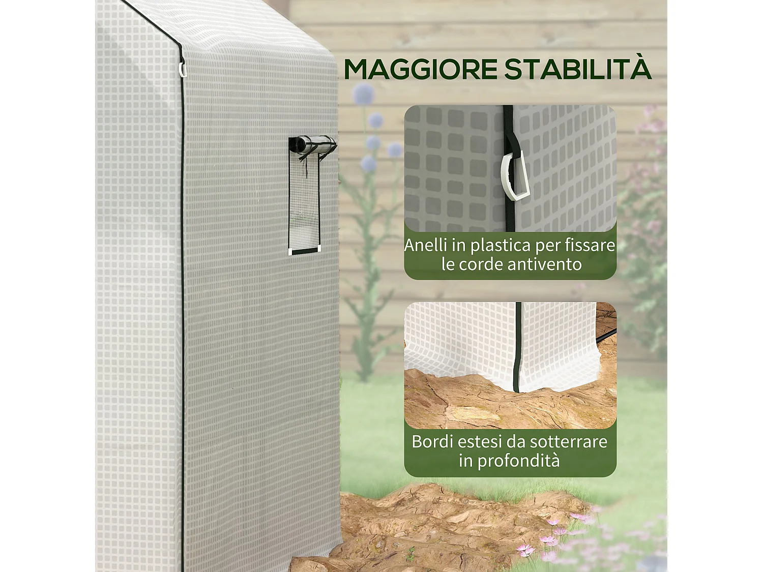 Copertura di ricambio per serra con porta e finestre in pe bianco