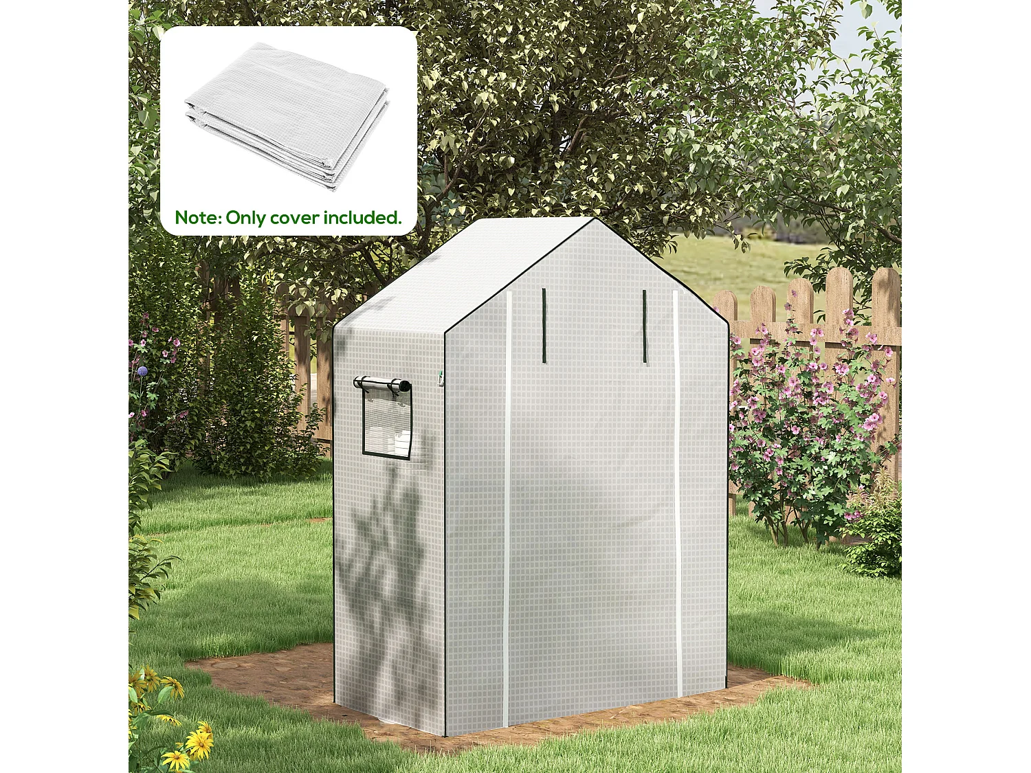 Copertura serra in pe con porta e finestre 140x73x190 cm bianco