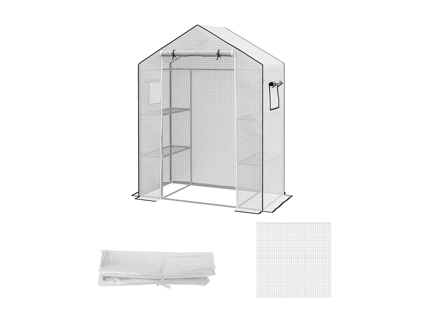 Copertura serra in pe con porta e finestre 140x73x190 cm bianco