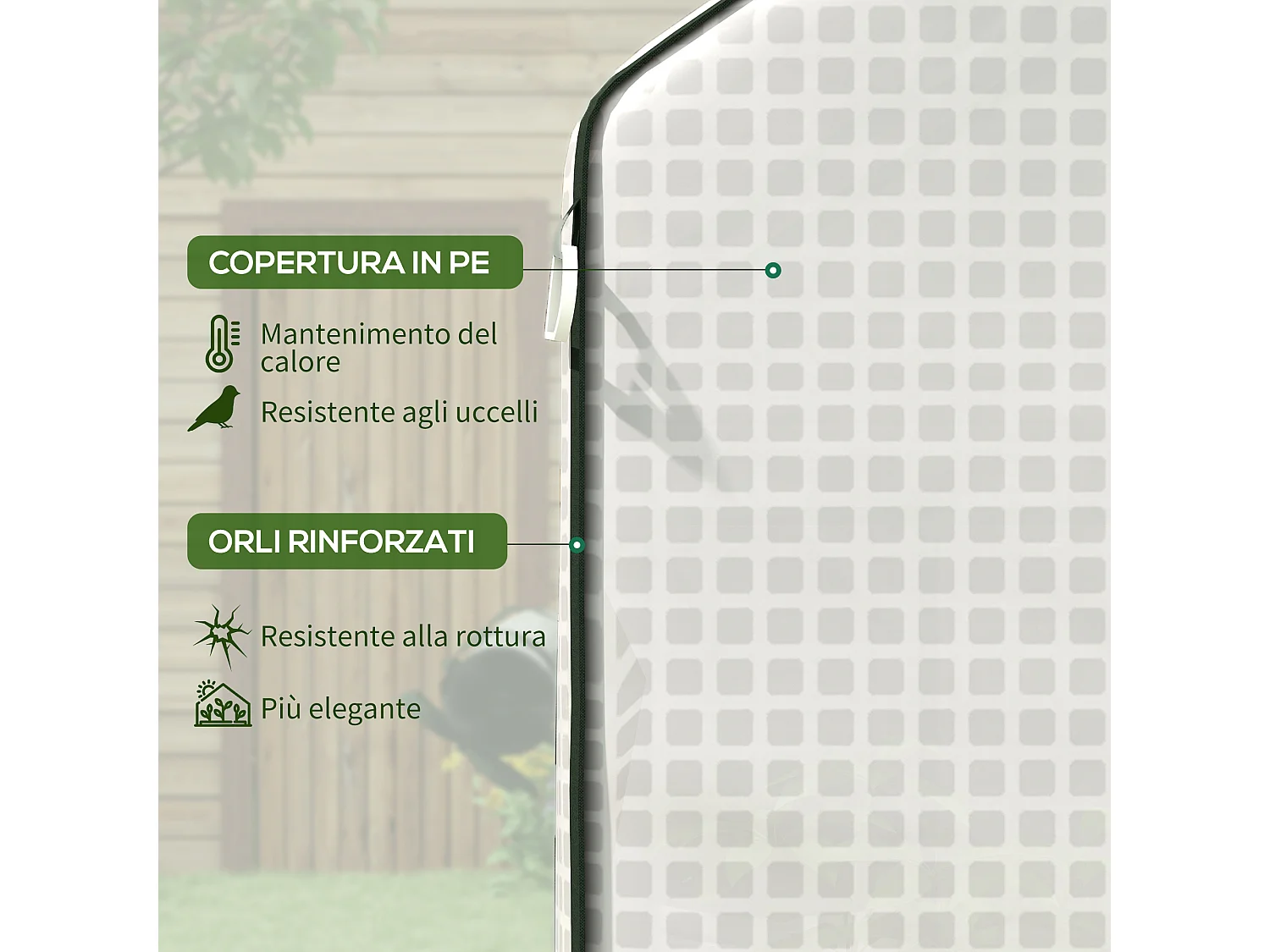 Copertura serra in pe con porta e finestre 140x73x190 cm bianco