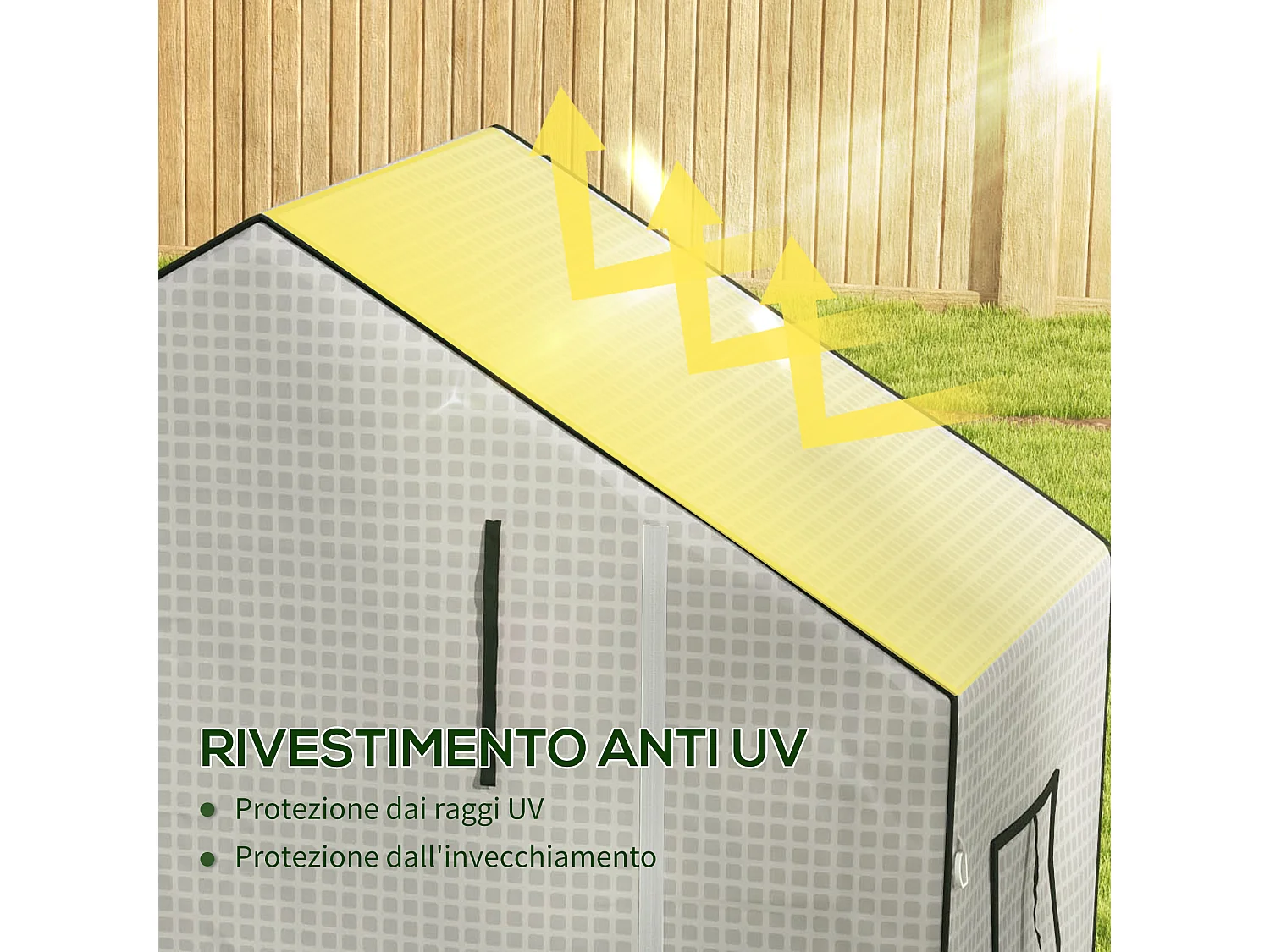 Copertura serra in pe con porta e finestre 140x73x190 cm bianco