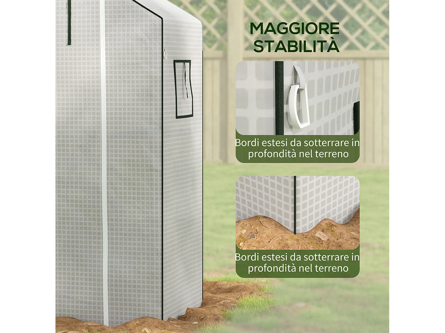 Copertura serra in pe con porta e finestre 140x73x190 cm bianco