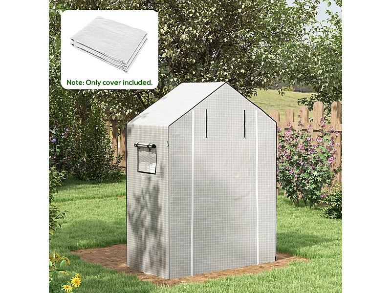 Copertura serra in pe con porta e finestre 140x73x190 cm bianco