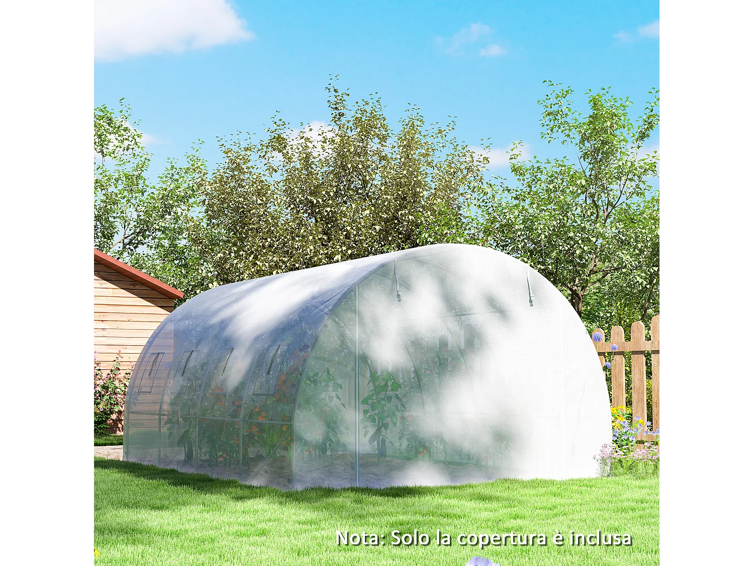 Telo per serra in pe da 8 finestre con bordi interrati 4x3x2 m bianco