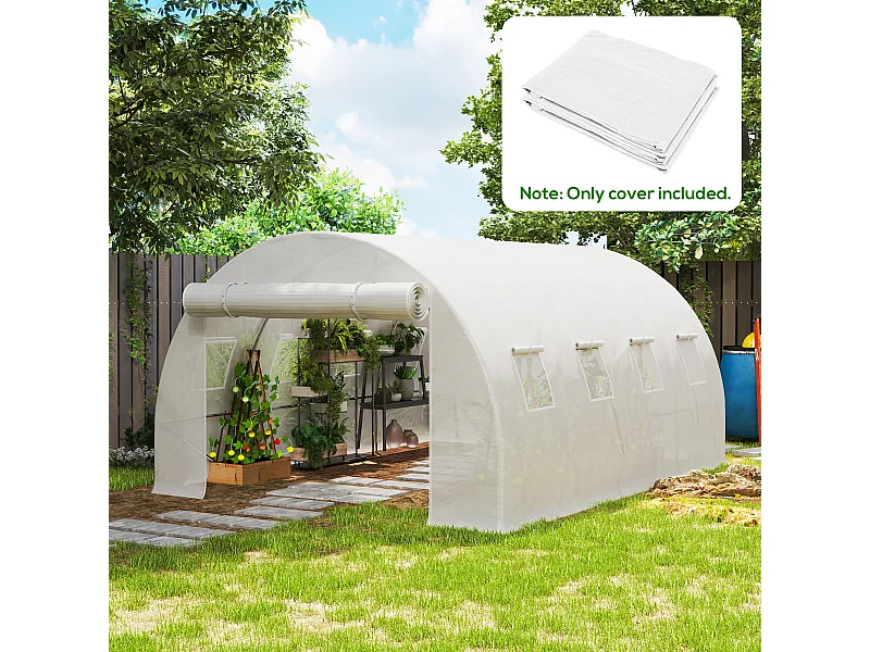 Telo per serra in pe da 8 finestre con bordi interrati 4x3x2 m bianco