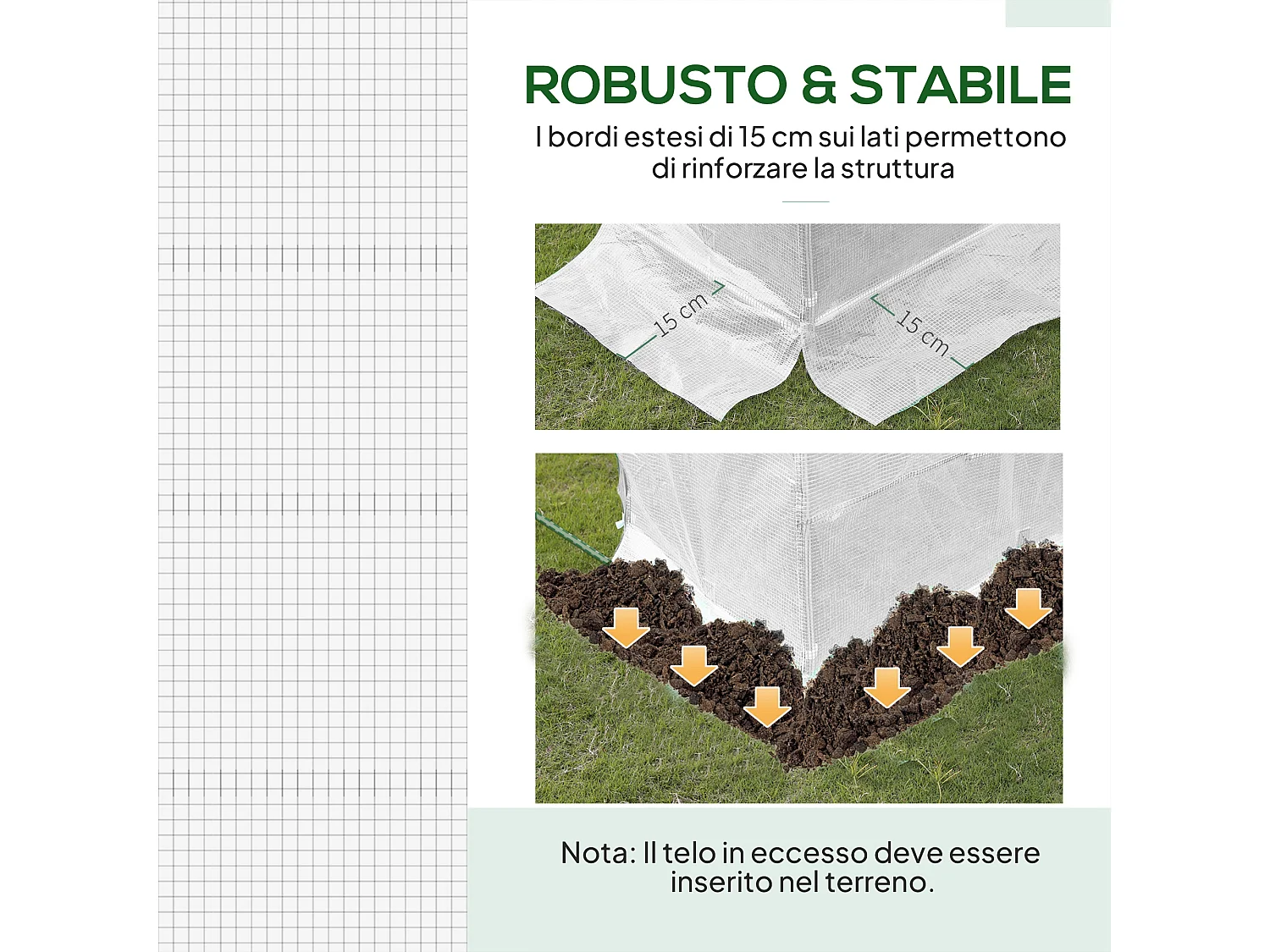 Telo per serra in pe da 6 finestre con bordi interrati 3x2x2 m bianco