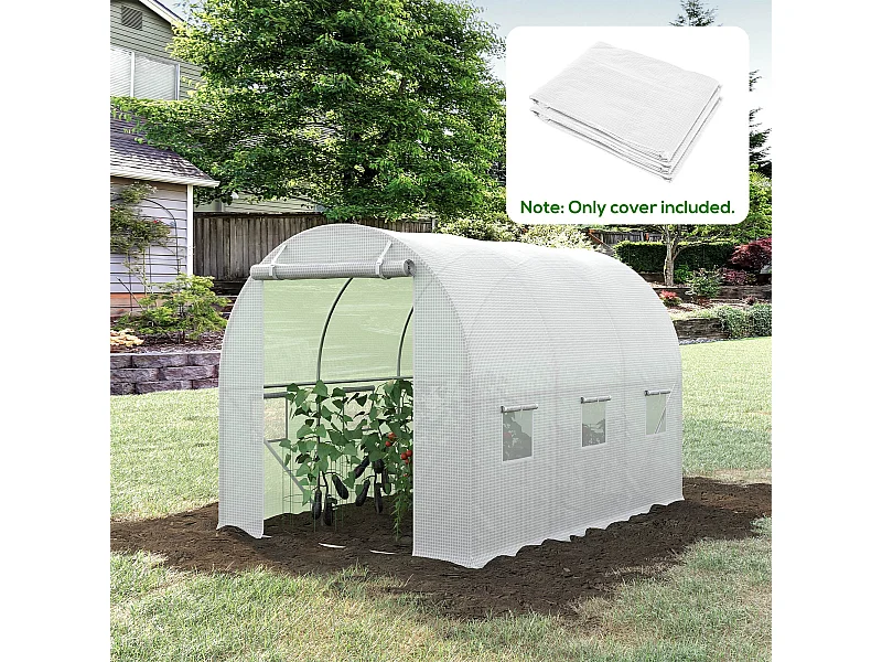 Telo per serra in pe da 6 finestre con bordi interrati 3x2x2 m bianco