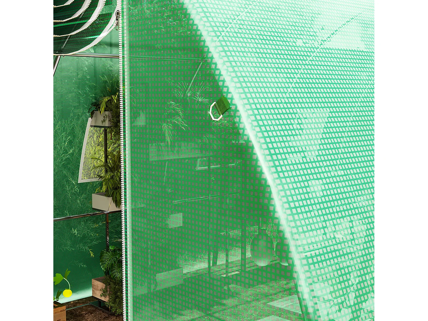 Telo per serra in pe da 8 finestre con bordi interrati 4x3x2 m verde