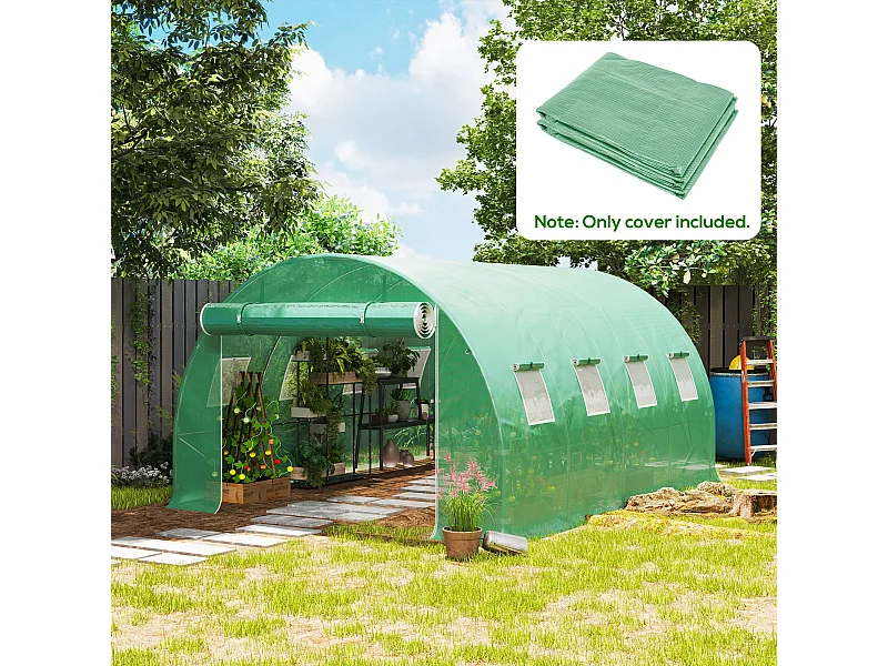 Telo per serra in pe da 8 finestre con bordi interrati 4x3x2 m verde