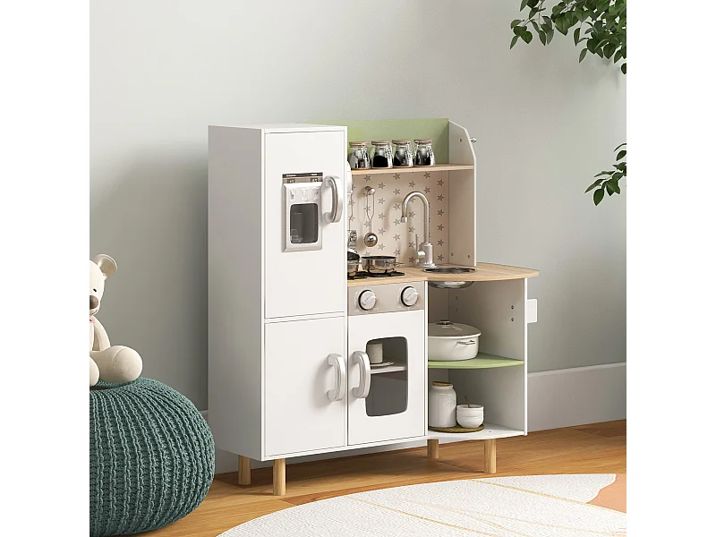 Cucina giocattolo per bambini 3-6 anni con ripiani e cassetti