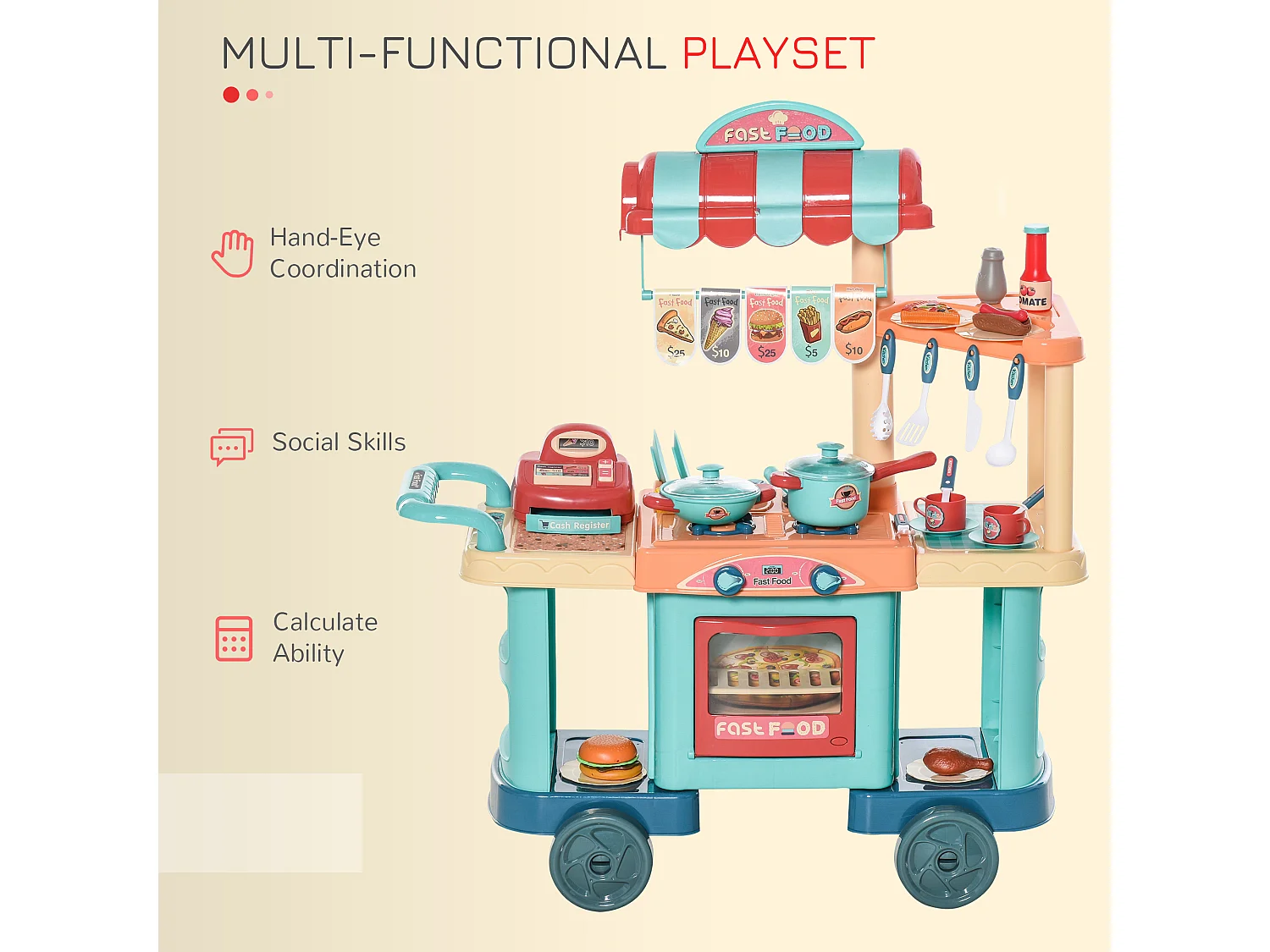 Cucina giocattolo per bambini 3-6 anni con 50 accessori inclusi