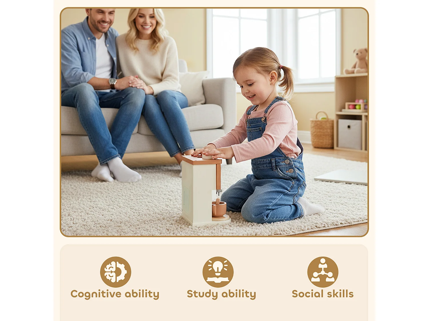 Macchina del caffè giocattolo per bambini con accessori in legno