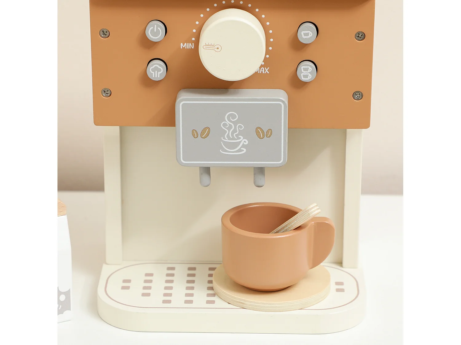 Macchina del caffè giocattolo per bambini con accessori in legno