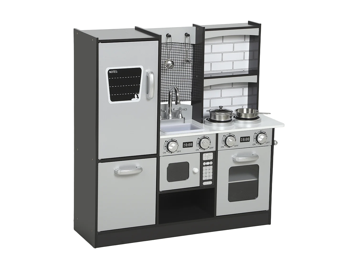 Cucina giocattolo per bambini 3-8 anni con accessori in legno marrone