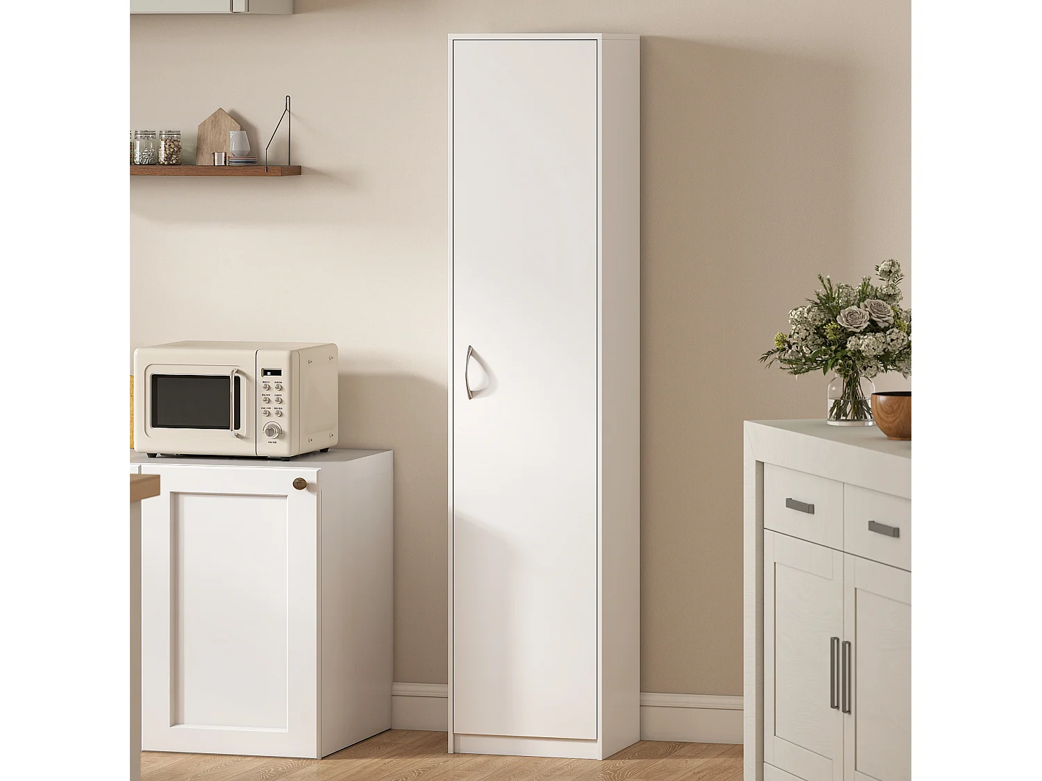 Armadio da cucina a 5 ripiani con spazio regolabile 40x35x180cm bianco