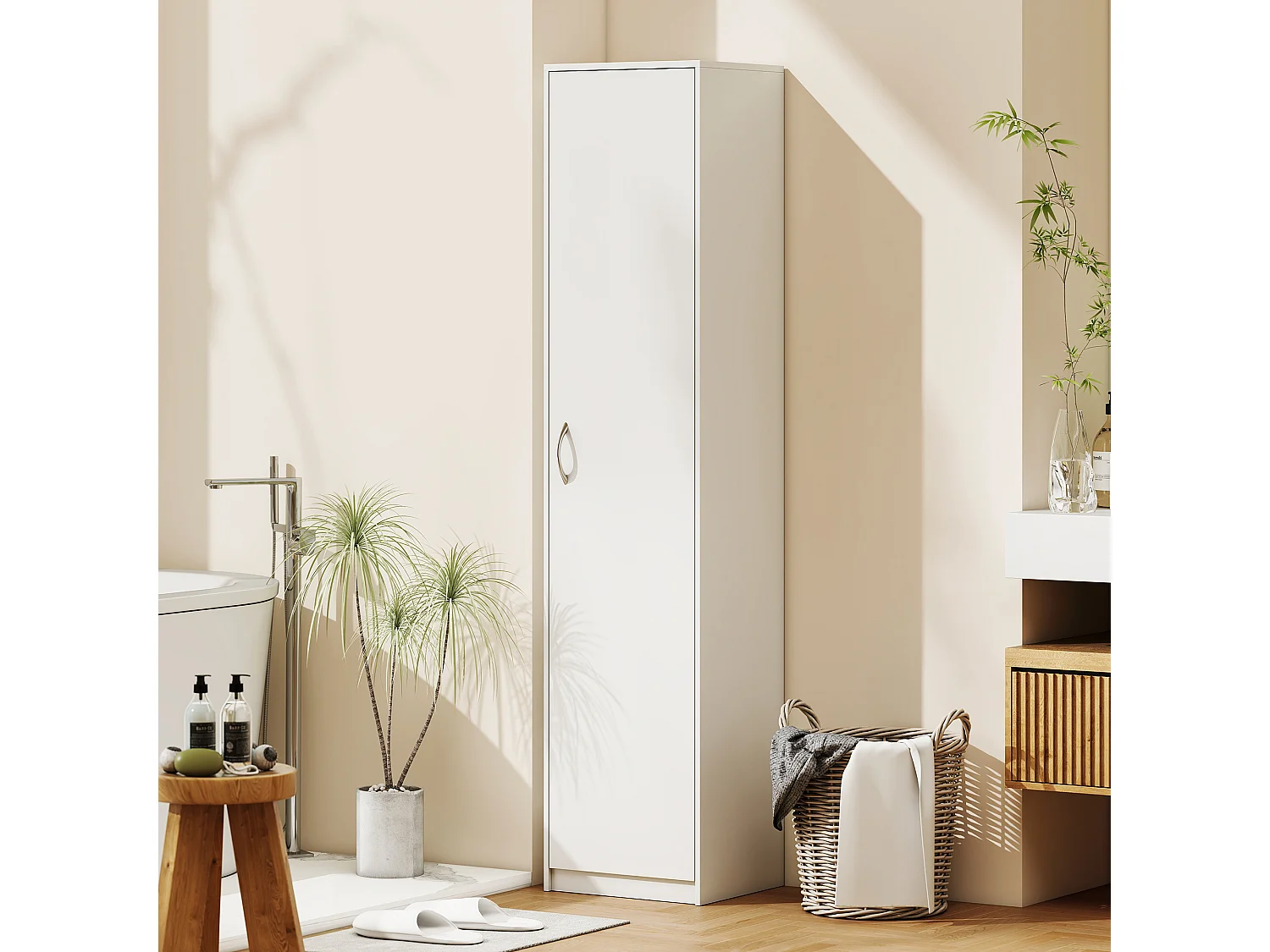 Armadio da cucina a 5 ripiani con spazio regolabile 40x35x180cm bianco