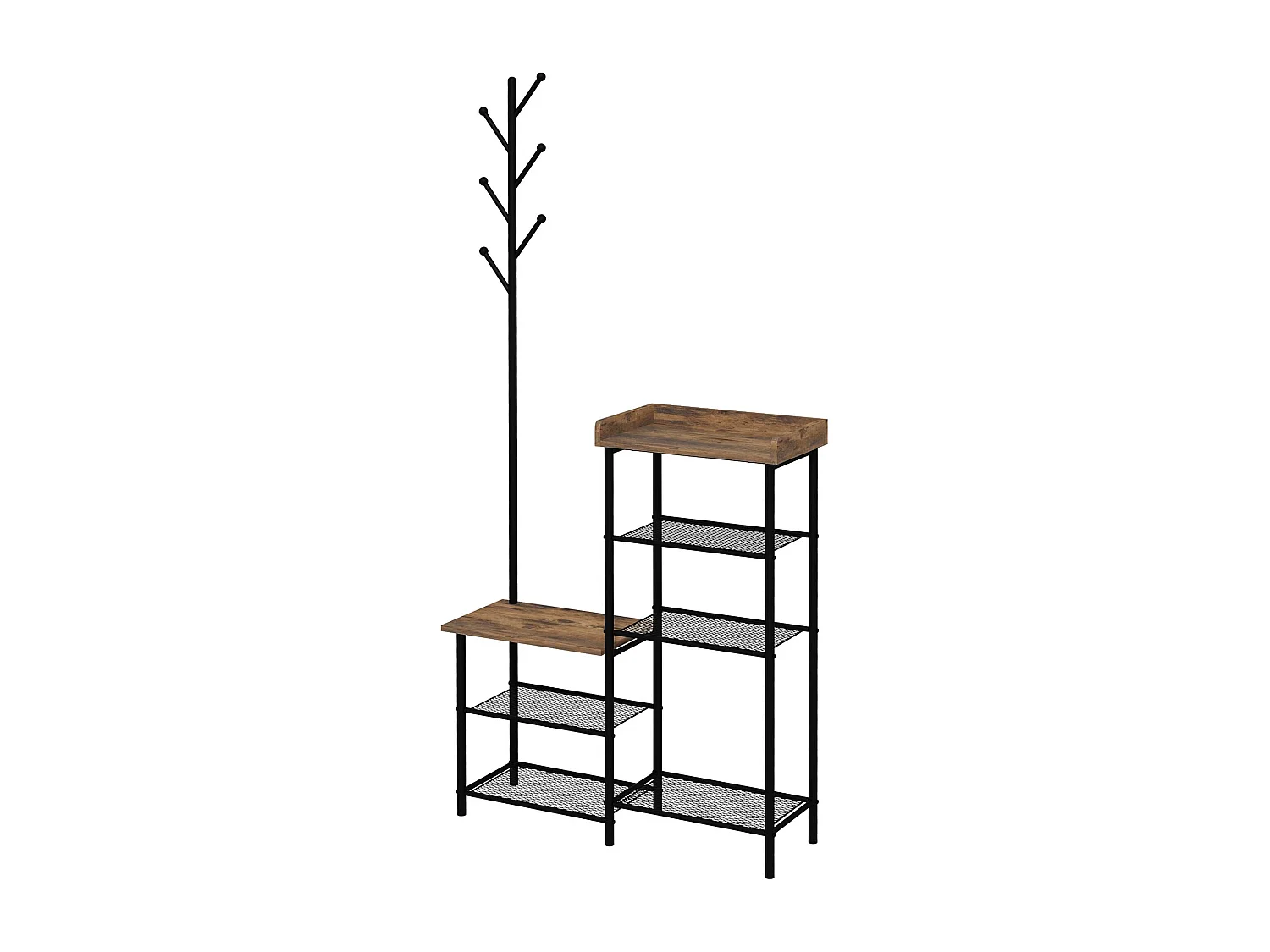 Appendiabiti da terra a 6 ganci con mobile scarpiera marrone