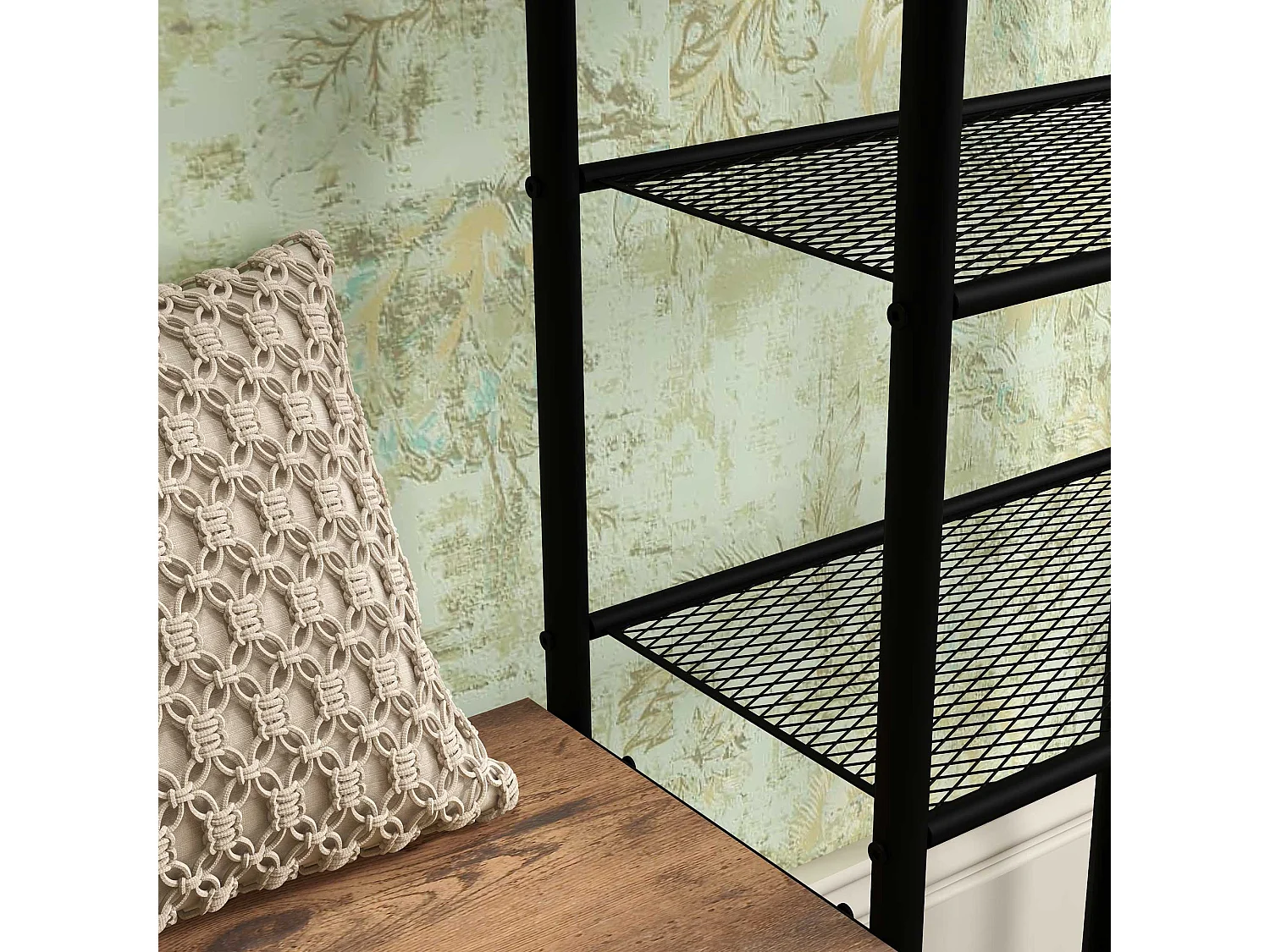 Appendiabiti da terra a 6 ganci con mobile scarpiera marrone