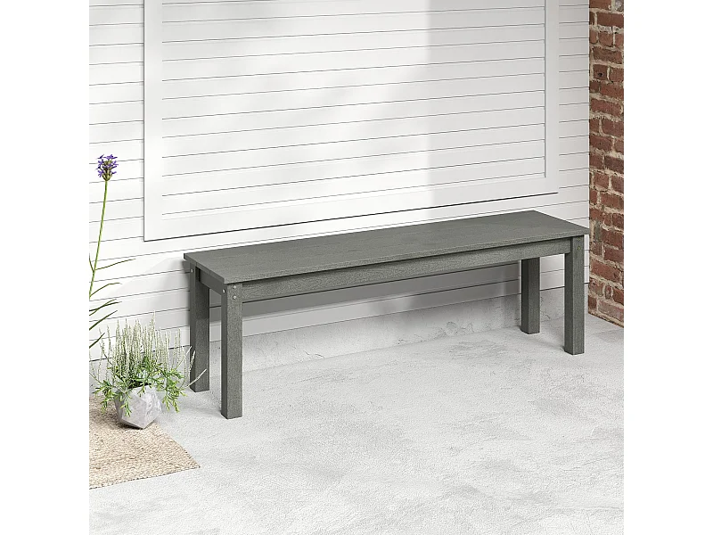 Wetterfestes Gartenbank 3-Sitzer Sitzbank Balkonbank ohne Lehne Terrassenbank Parkbank Grau