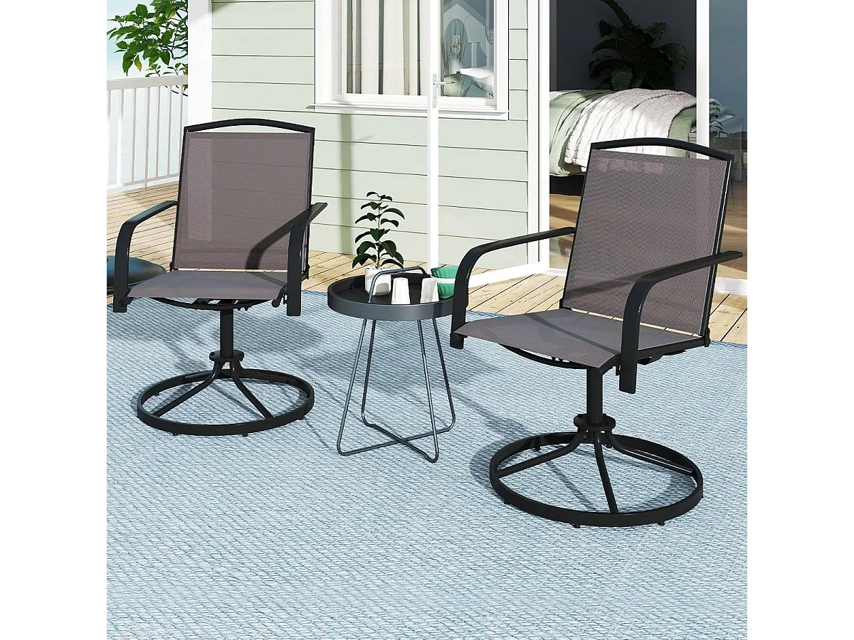 Set di 2 sedie da giardino girevoli a 360° con tessuto ad asciugatura rapida sedie da patio grigio