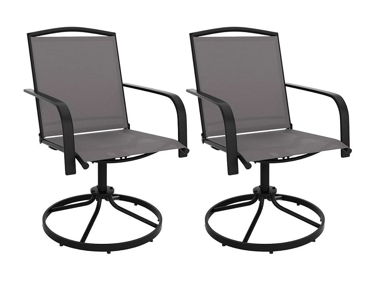 Set di 2 sedie da giardino girevoli a 360° con tessuto ad asciugatura rapida sedie da patio grigio
