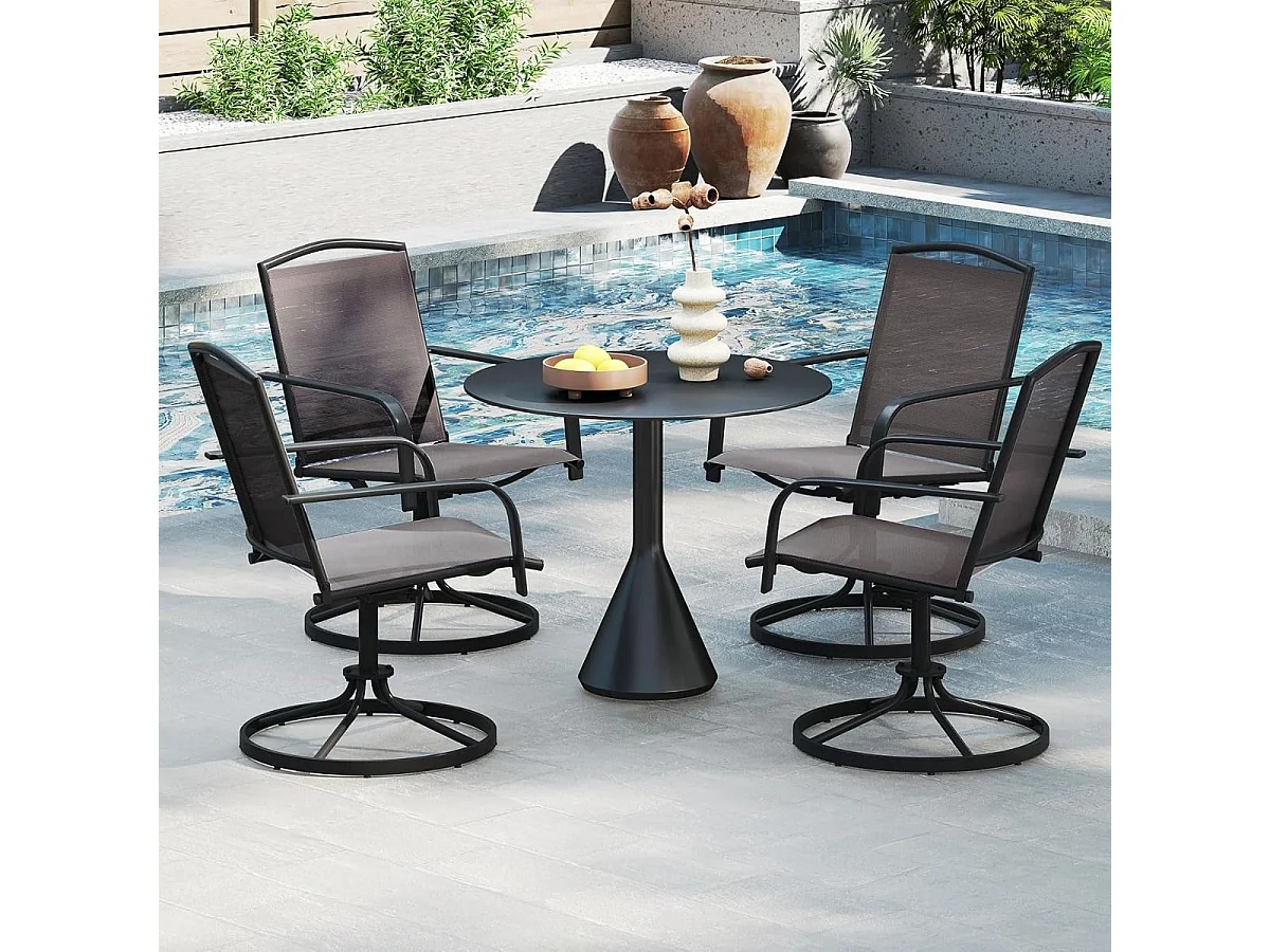 Set di 2 sedie da giardino girevoli a 360° con tessuto ad asciugatura rapida sedie da patio grigio