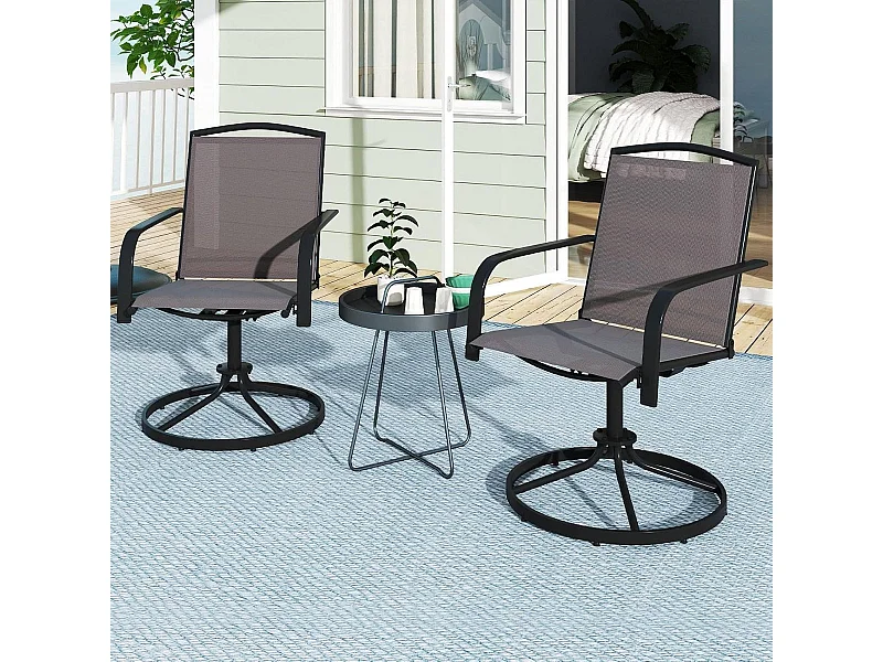 Set di 2 sedie da giardino girevoli a 360° con tessuto ad asciugatura rapida sedie da patio grigio