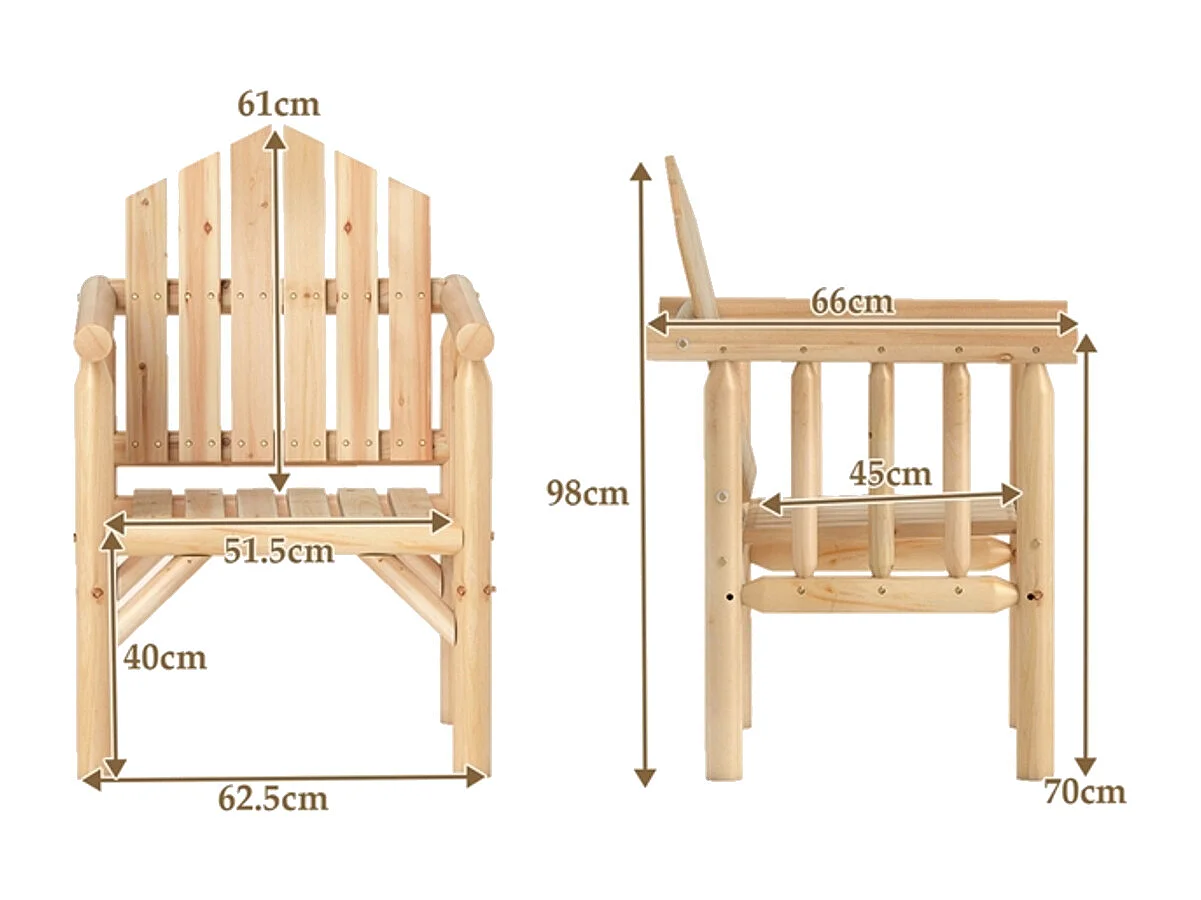 Poltrona da esterno in legno Sedia da pranzo da giardino in legno con braccioli e schienale alto inclinato Natura