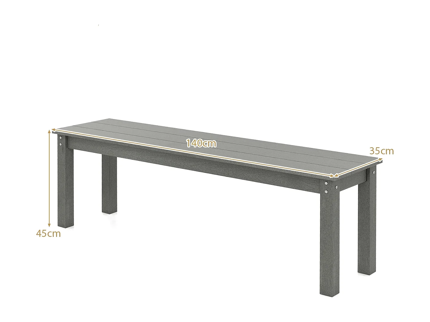 Banc de jardin résistant aux intempéries 3 places Banc de balcon sans dossier Banc de terrasse Banc de parc noir