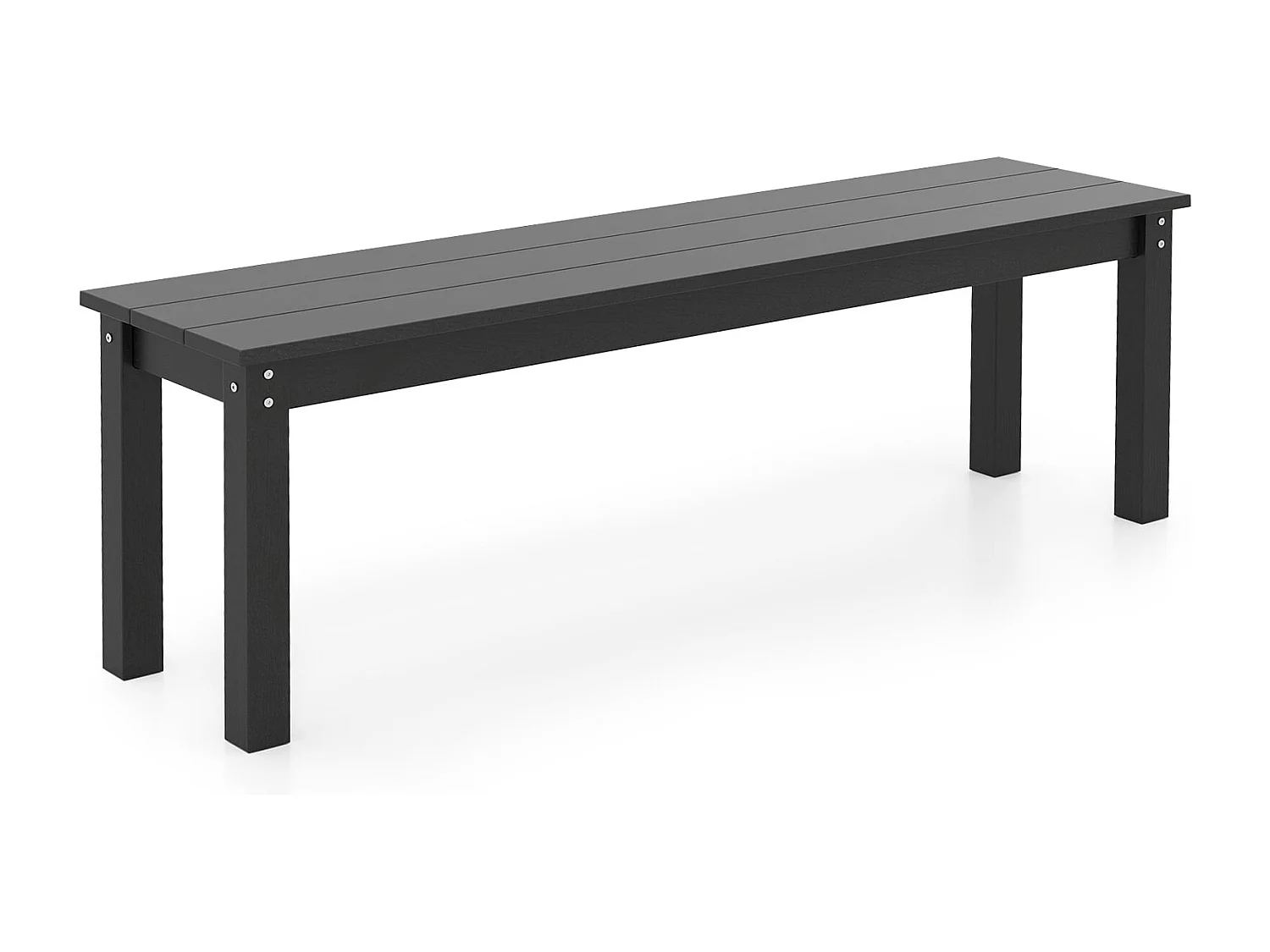 Banc de jardin résistant aux intempéries 3 places Banc de balcon sans dossier Banc de terrasse Banc de parc noir