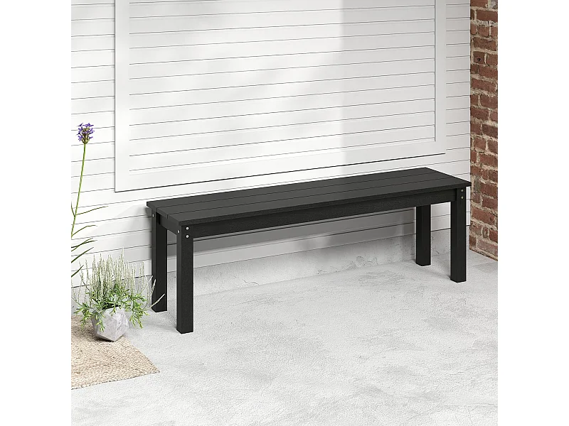 Banc de jardin résistant aux intempéries 3 places Banc de balcon sans dossier Banc de terrasse Banc de parc noir