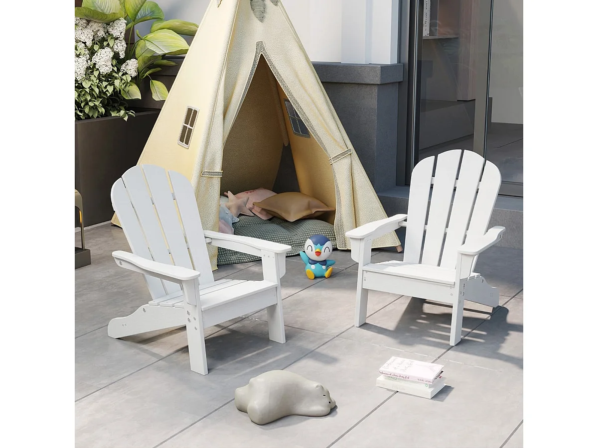 Sedia adirondack da campeggio per bambini con design ergonomico per patio, Sedia da giardino per bambini da 3 a 8 anni Bianco