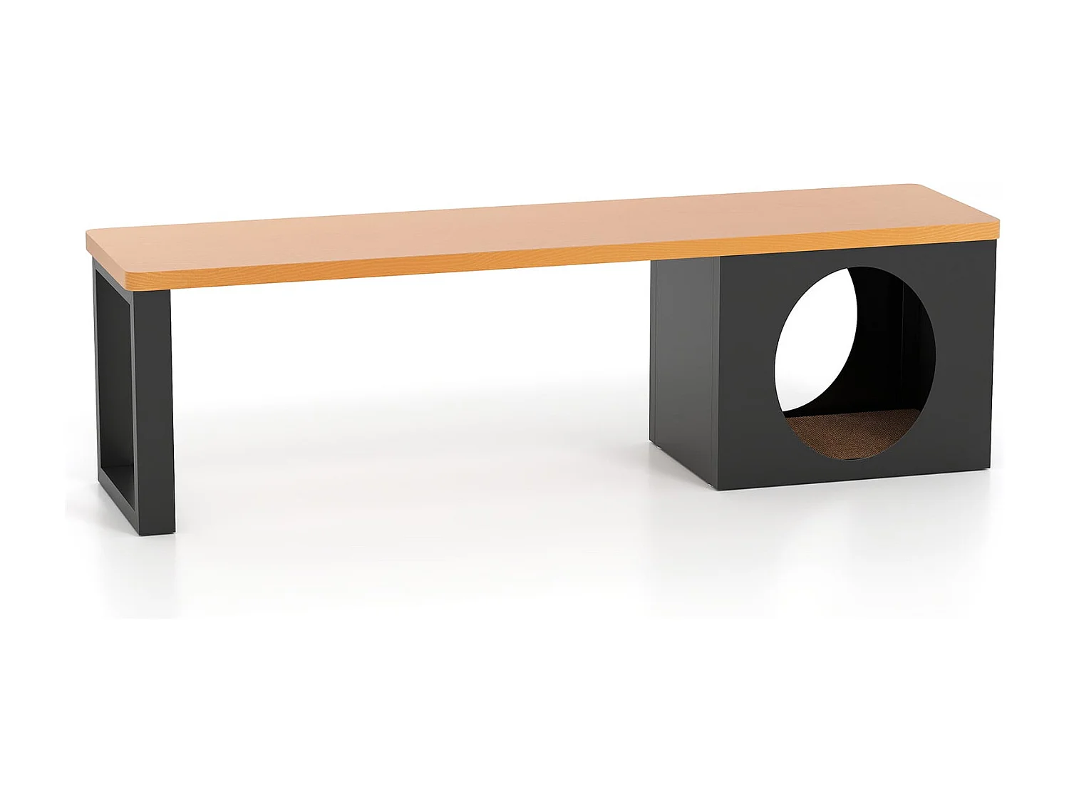 Metall Gartenbank mit Katzenhaus 3-Sitzer Sitzbank ohne Rückenlehne Balkonbank Metallbank