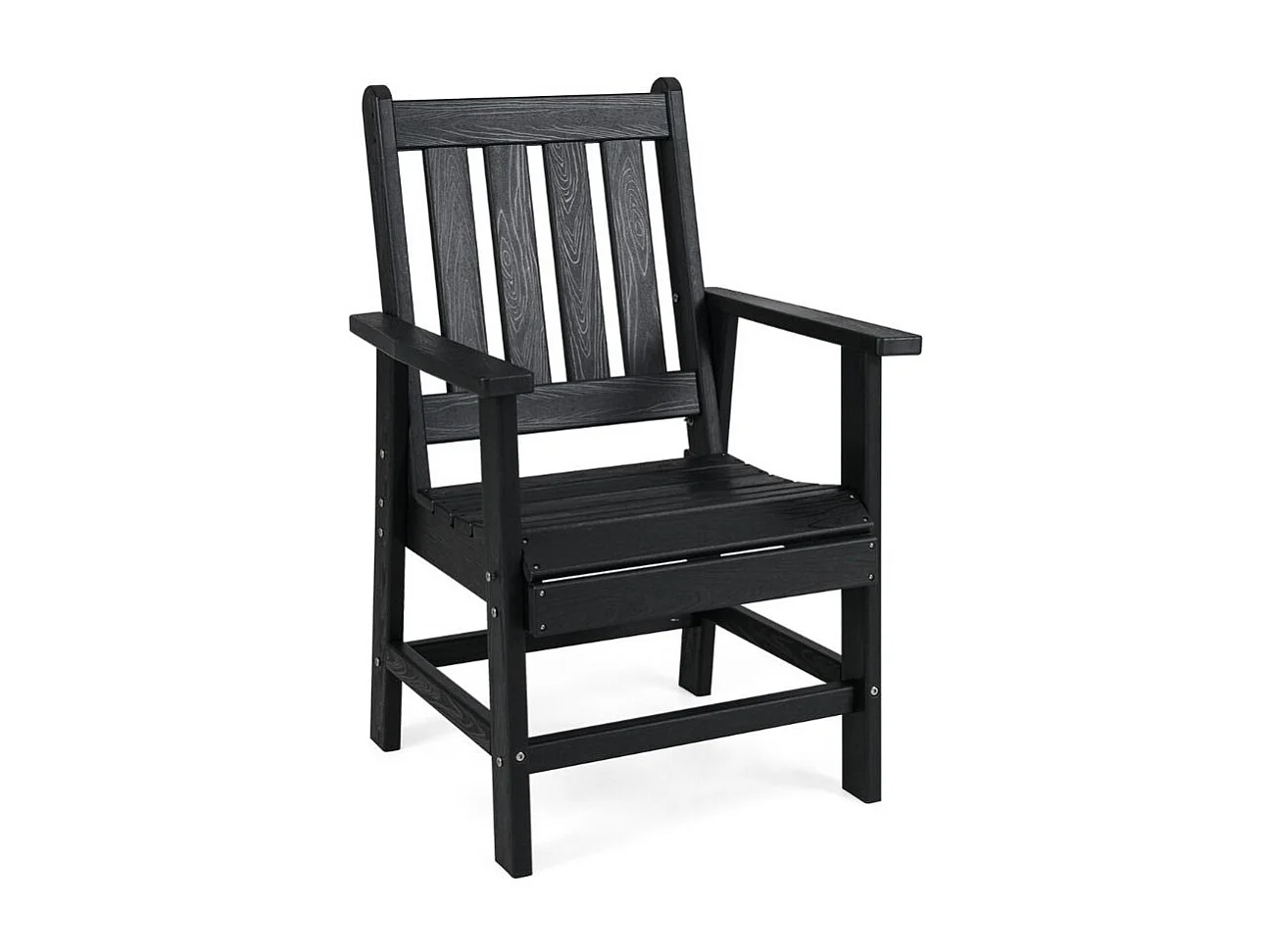 Gartenstuhl Kunststoff wetterfester Balkonstuhl aus HDPE Gartensessel in Holzoptik Schwarz