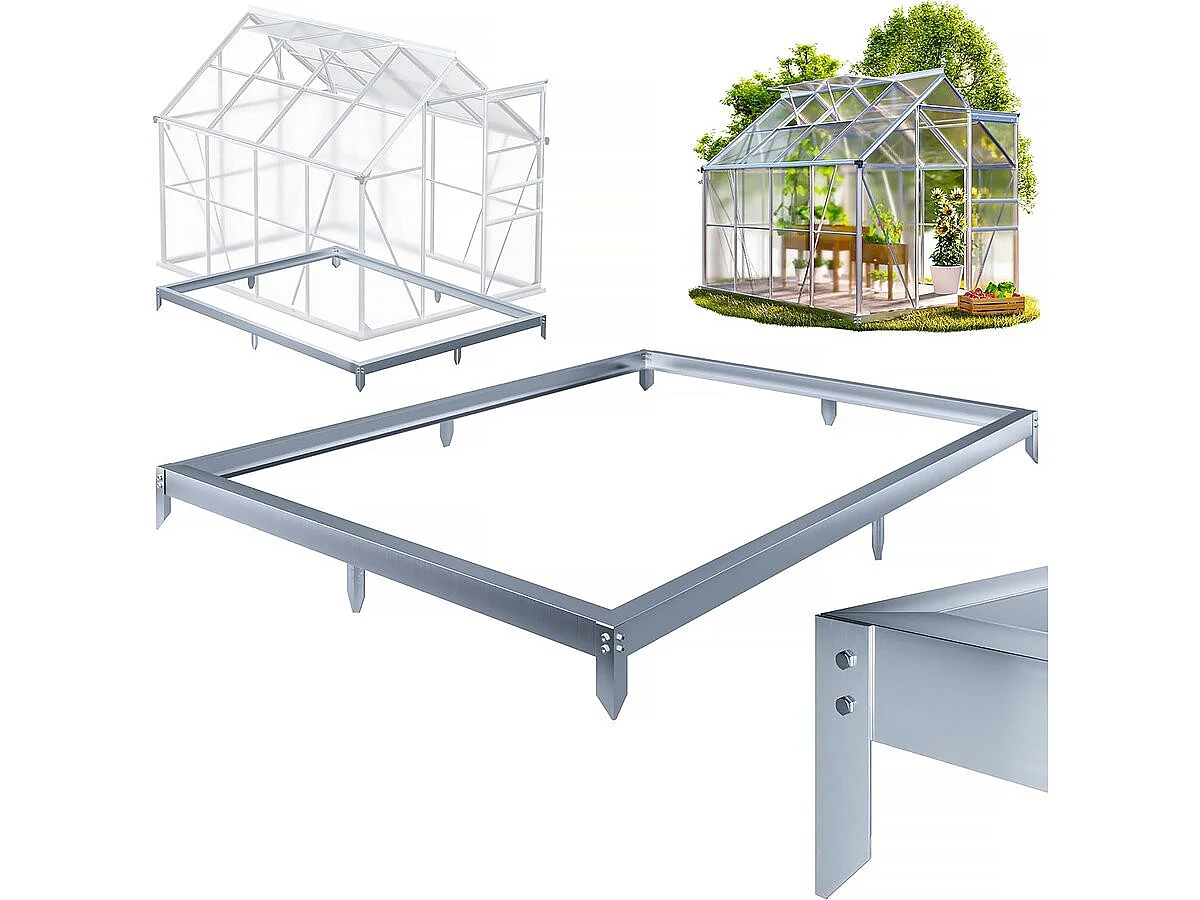 Embase en aluminium pour serre jardin "Basilic" - 3,61 m² - Gris