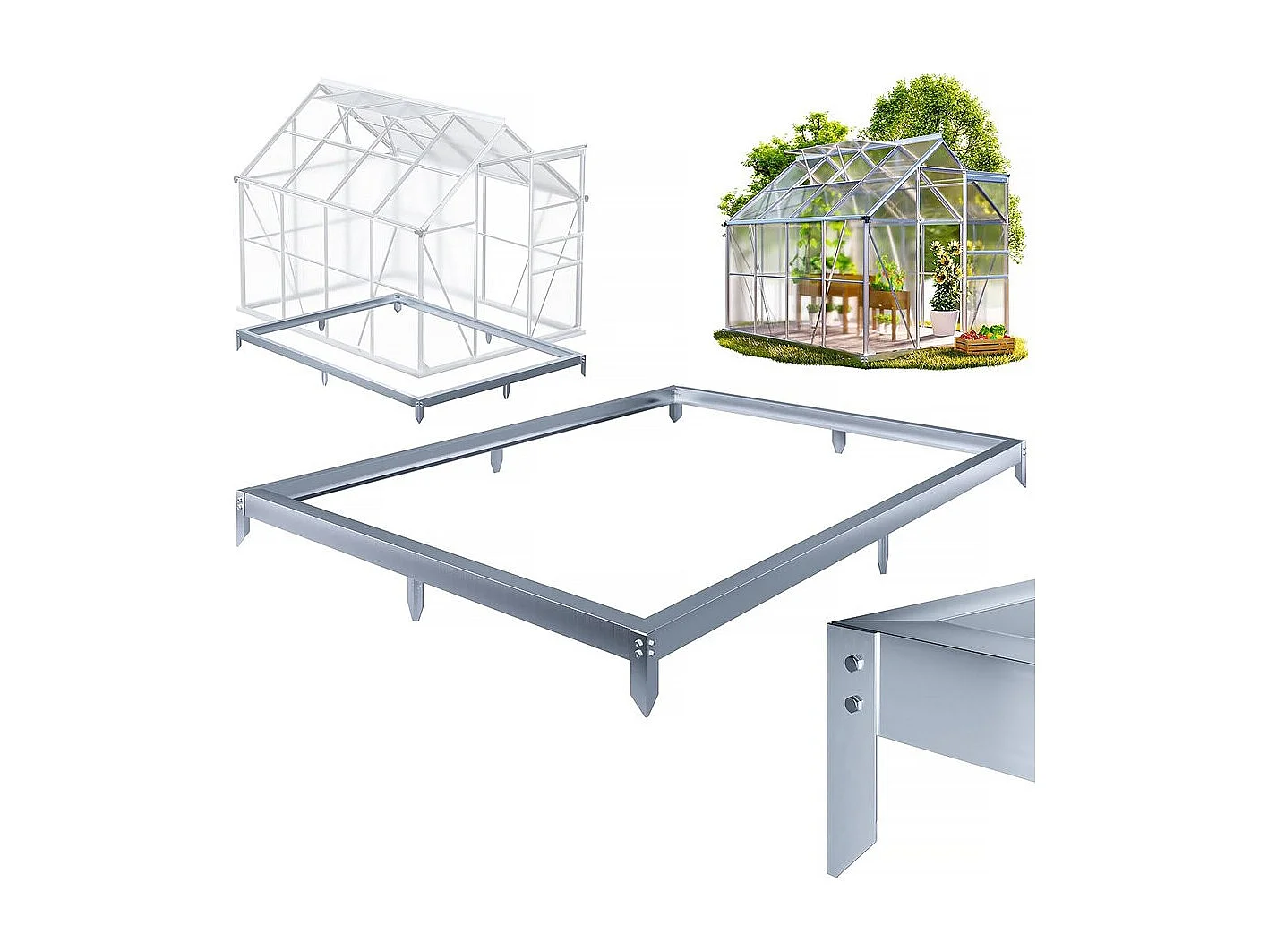 Aluminium voet voor "Basilic" kas - 4.75 m² - Grijs