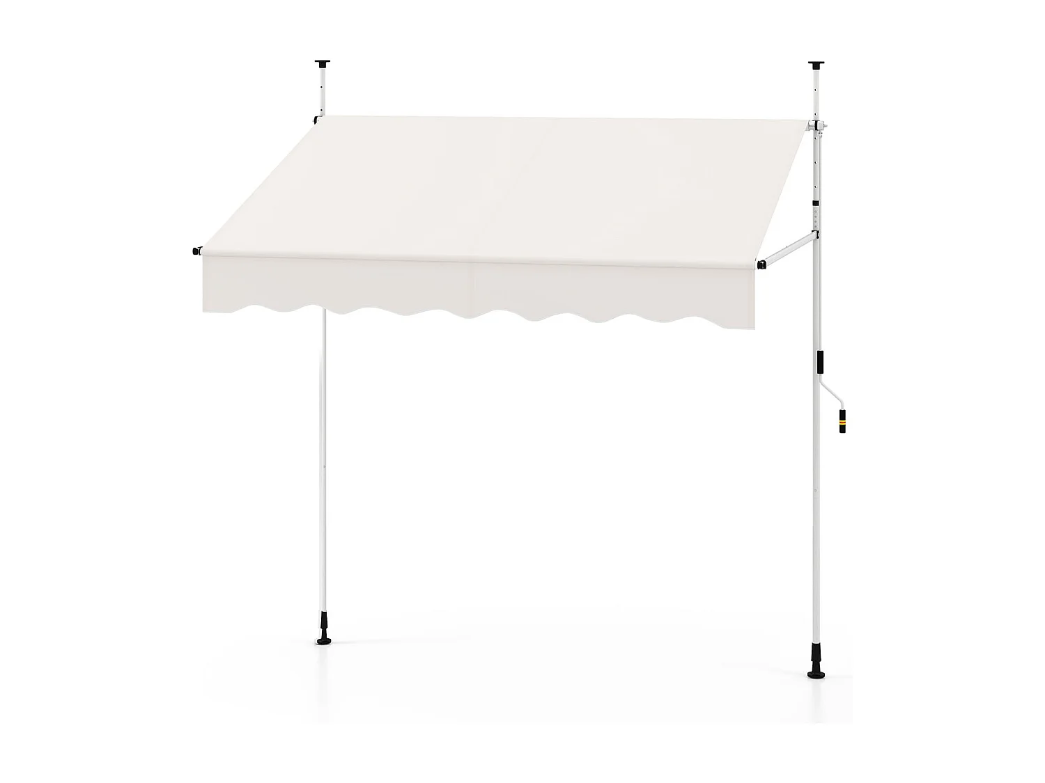 Klemmmarkise 200cm Balkonmarkise ohne Bohren mit Handkurbel Höhenverstellbar & UV-beständig 200 cm Weiß