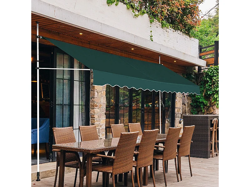 Tenda da sole telescopica e retrattile, Tenda parasole resistente ai raggi UV impermeabile 395 x 120 cm Verde