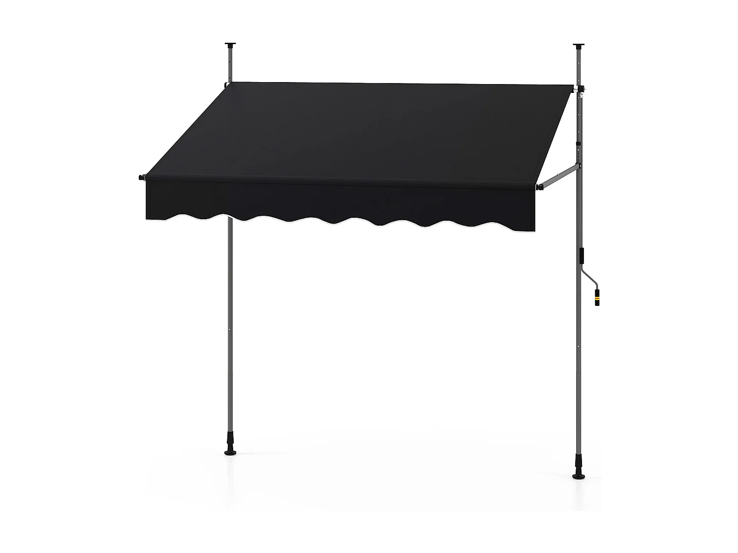 Auvent Rétractable Manuel 200 x 300 cm Réglable en Hauteur Pare-Soleil Extérieur avec Manivelle Canopée de Fenêtre Porte Sans Perçage Noir