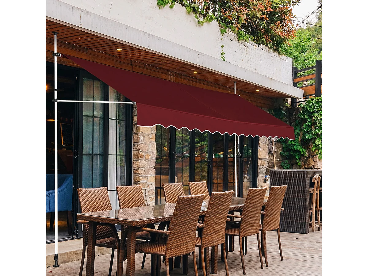 Tenda da sole telescopica e retrattile, Tenda parasole resistente ai raggi UV impermeabile 395 x 120 cm Rosso