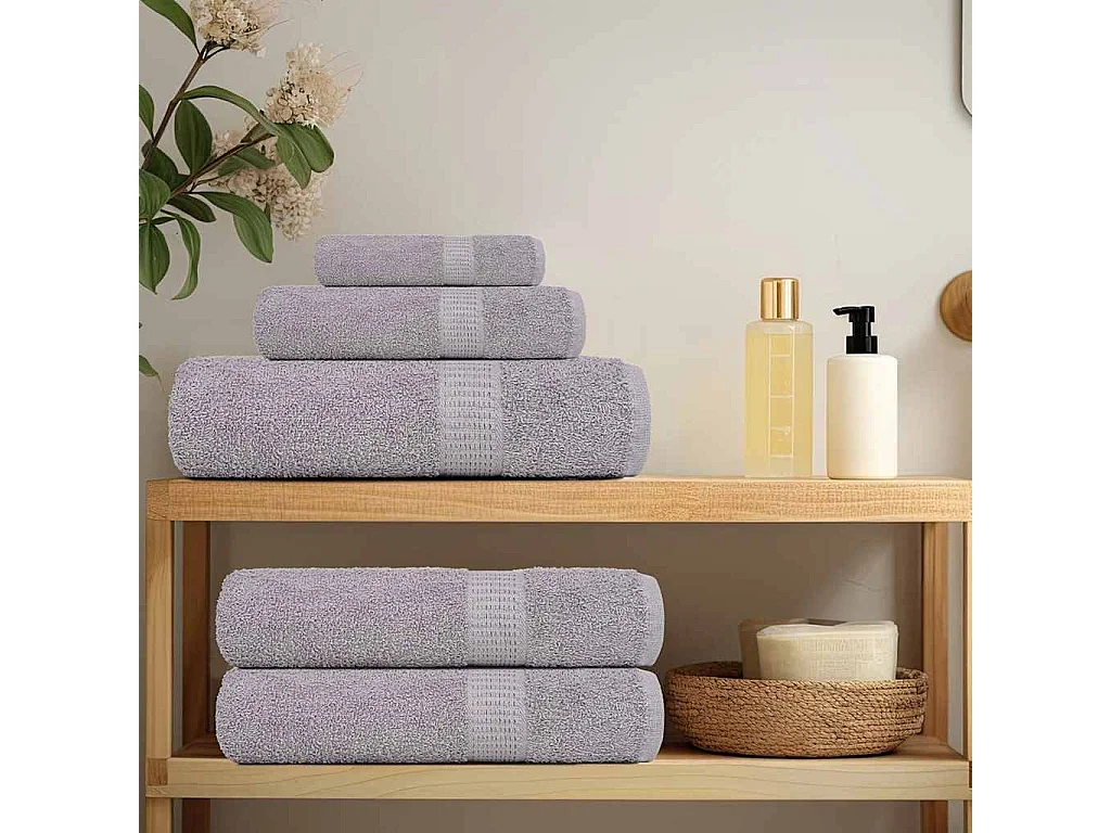 Conjunto Completo de Toalhas de Banho 12 Peças 100% Algodão Cinza com Alta Absorção