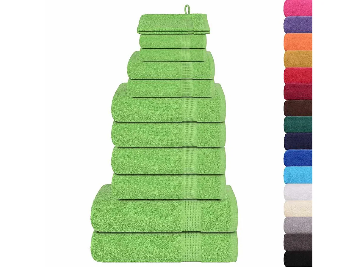 Set de 12 toallas Ariel 360 gramos algodón verde