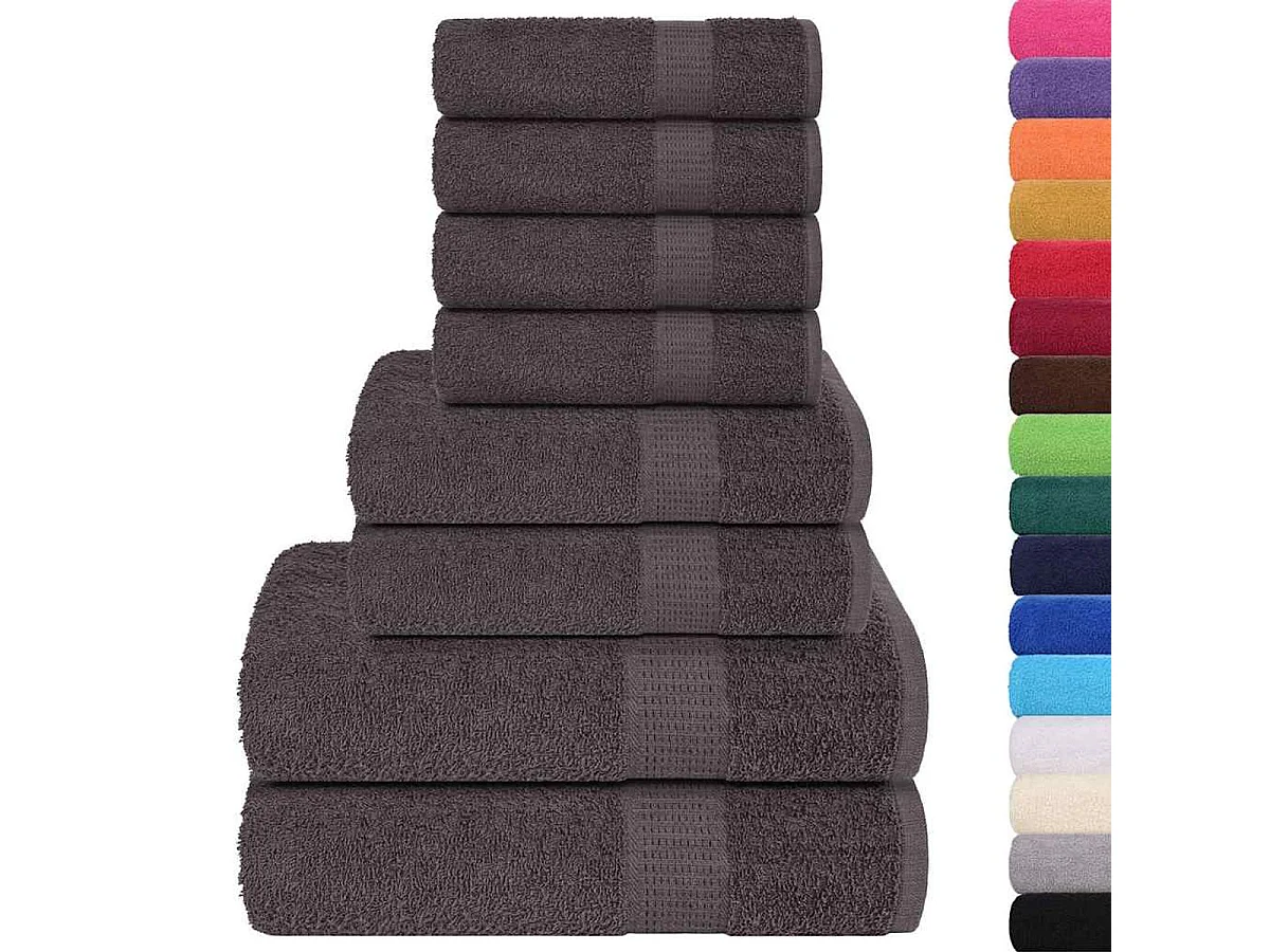 Set de 8 toallas Ariel 360 gramos antracita algodón