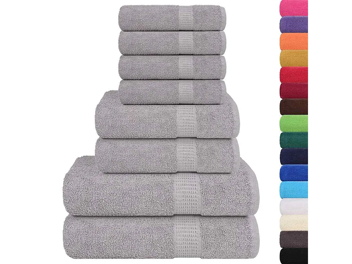 Set de 8 toallas Ariel 360 gramos gris algodón