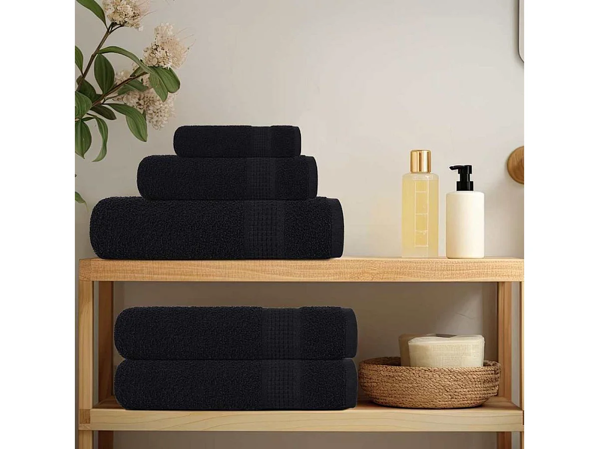 Set de 8 toallas Ariel 360 gramos negro algodón