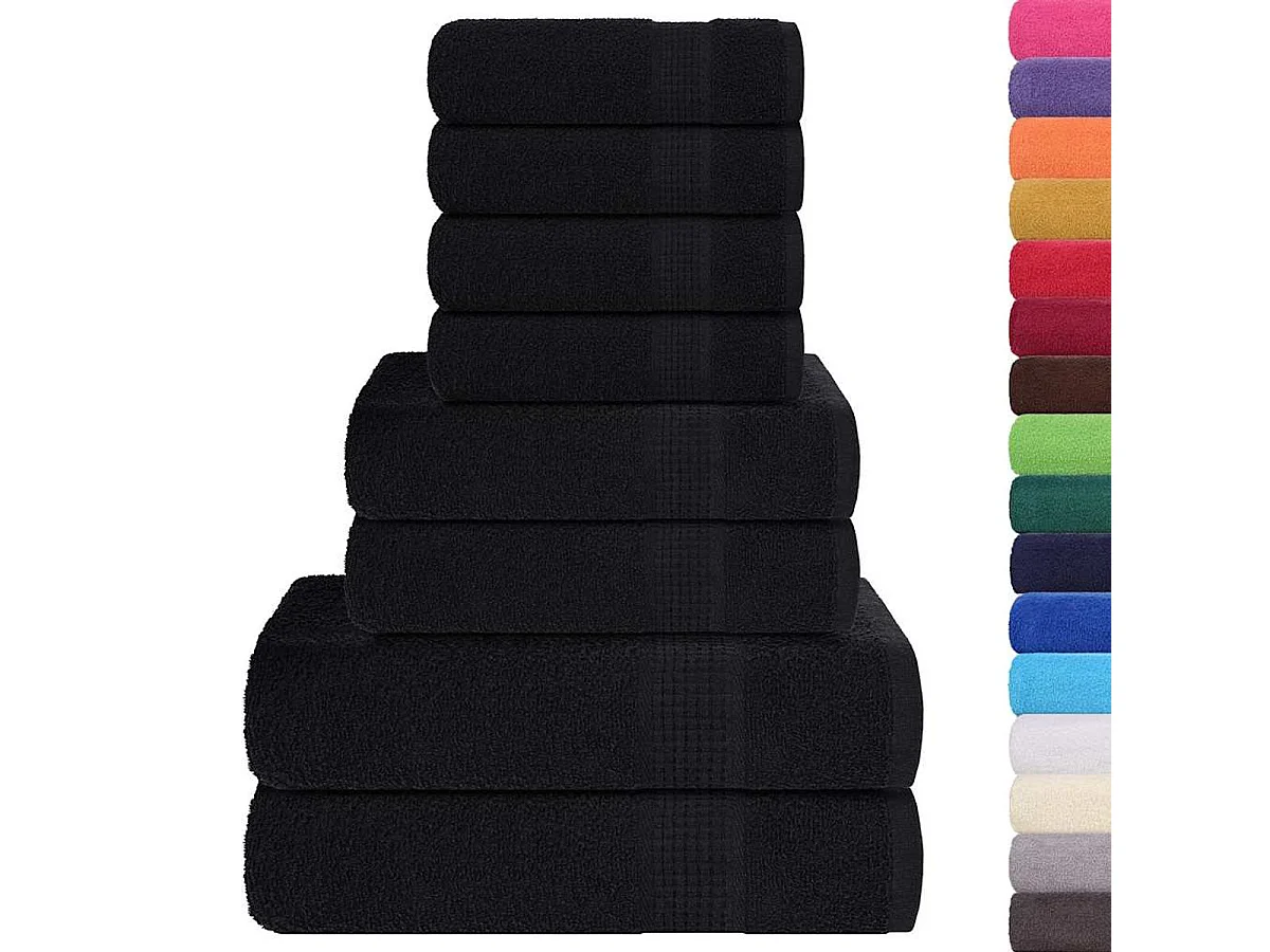 Set de 8 toallas Ariel 360 gramos negro algodón