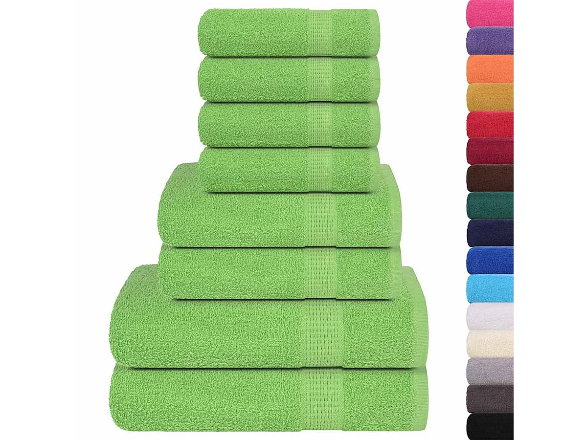 Set de 8 toallas Ariel 360 gramos verde algodón