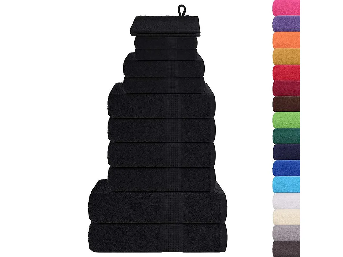 Set de 12 toallas Ariel 360 gramos algodón negro