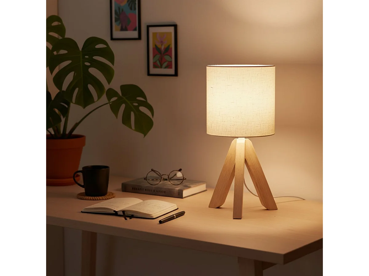 Lámpara de mesa Nora Vinthera natural/blanco 35x16 cm